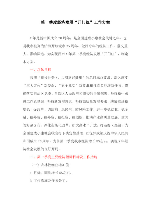 第一季度经济发展“开门红”工作方案(最新)