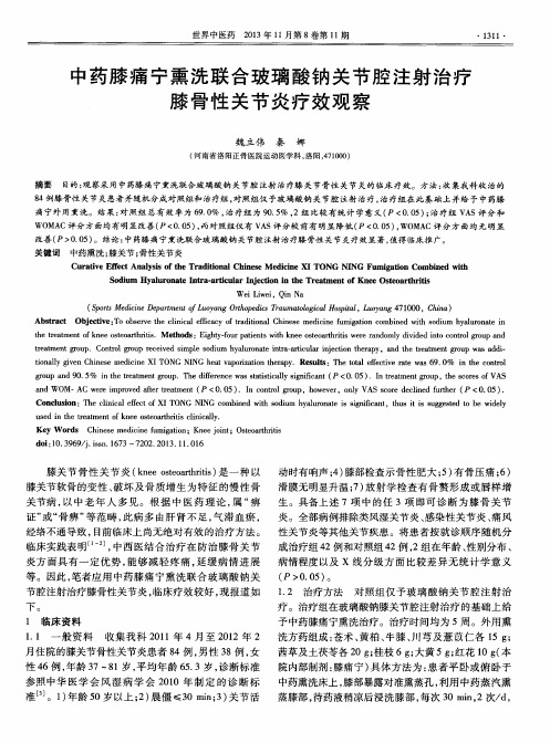 中药膝痛宁熏洗联合玻璃酸钠关节腔注射治疗膝骨性关节炎疗效观察