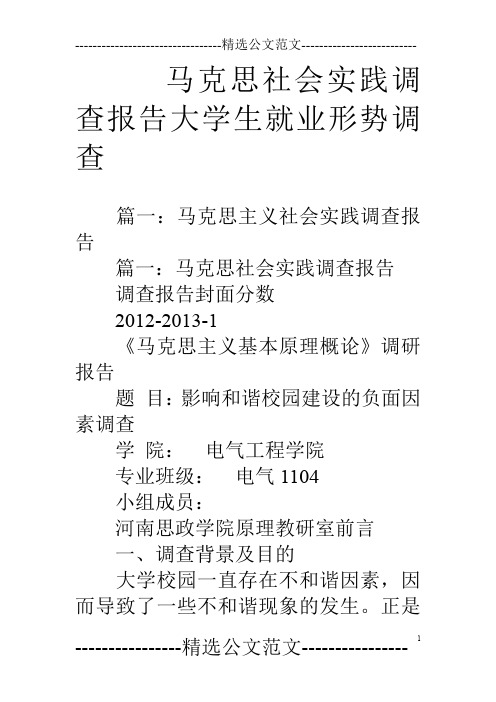 马克思社会实践调查报告大学生就业形势调查