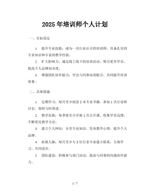 2025年培训师个人计划