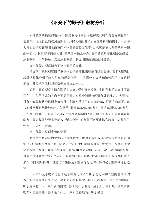 《阳光下的影子》教材分析