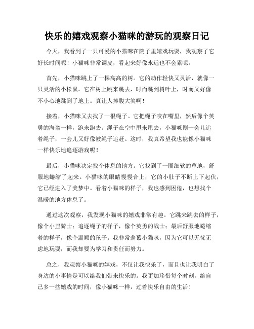 小学三年级作文快乐的嬉戏观察小猫咪的游玩的观察日记