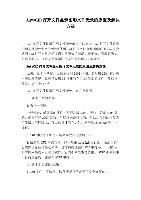 AutoCAD打开文件显示图形文件无效的原因及解决方法