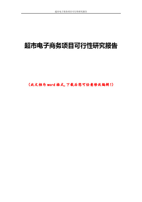 超市电子商务项目可行性研究报告