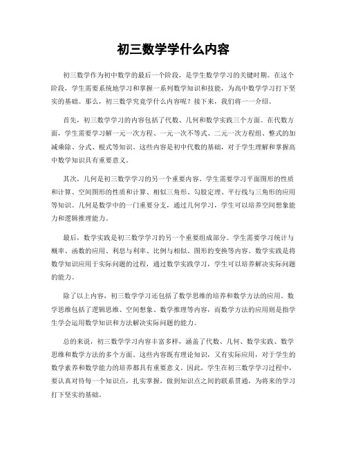 初三数学学什么内容