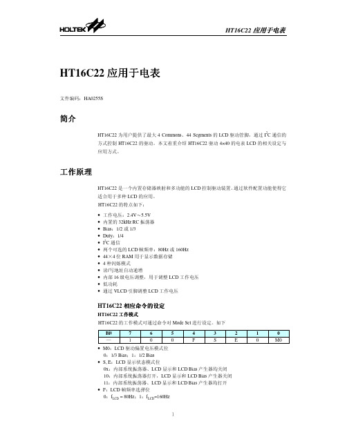 HT16C22中文资料及应用在电表