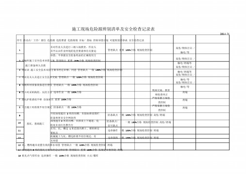 (完整版)施工现场危险源辨识清单——2014年版