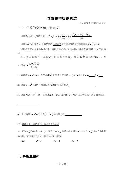 导数题型最新归纳总结