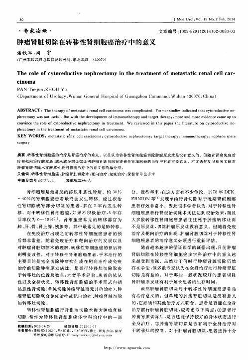 肿瘤肾脏切除在转移性肾细胞癌治疗中的意义