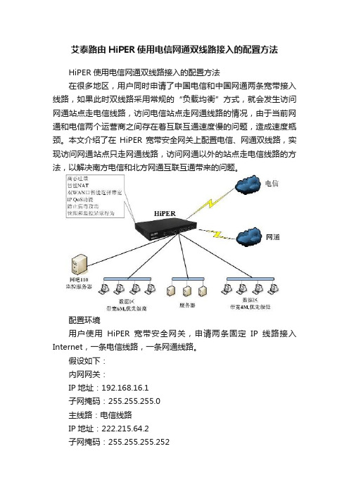 艾泰路由HiPER使用电信网通双线路接入的配置方法