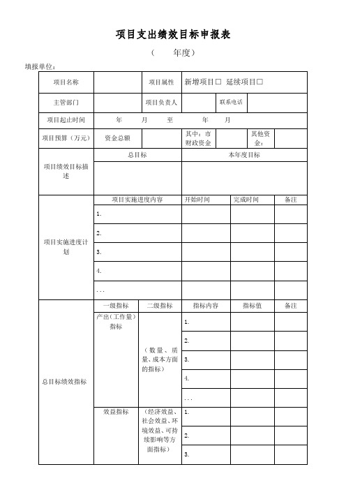 华为项目支出绩效目标申报表及填报说明填写示范 下载