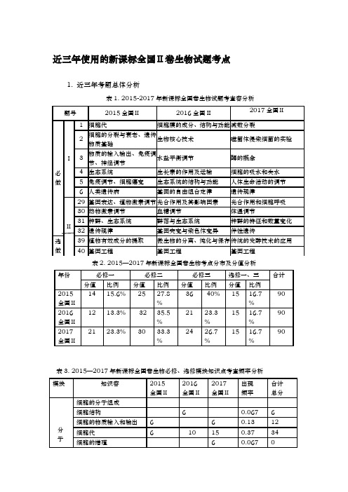 近三年高考生物试题分析和备考策略分析报告