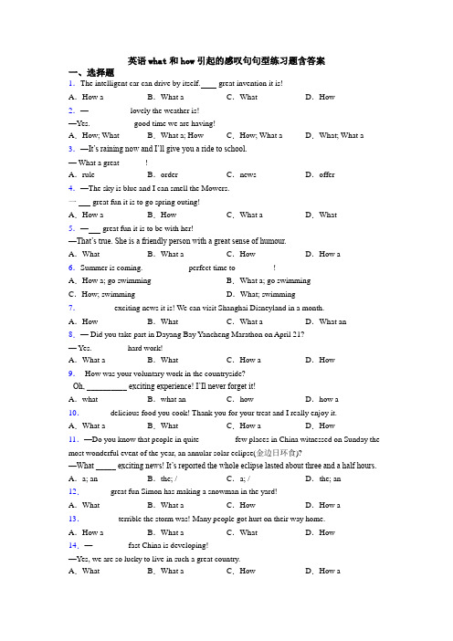 英语what和how引起的感叹句句型练习题含答案