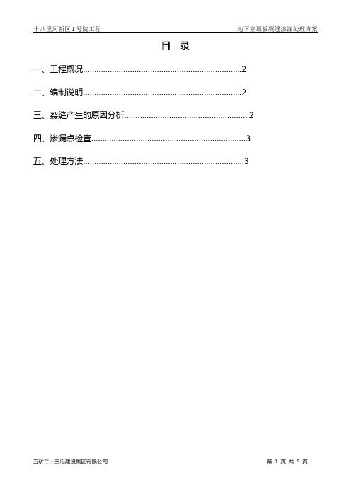 地下水顶板裂缝渗漏处理方案(1)