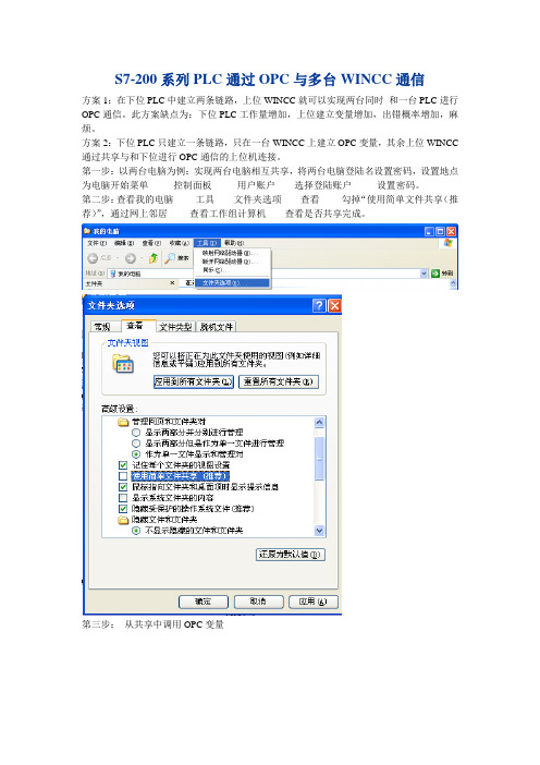 多台WINCC上位机与一台S7-200系列PLC通过OPC通讯方法