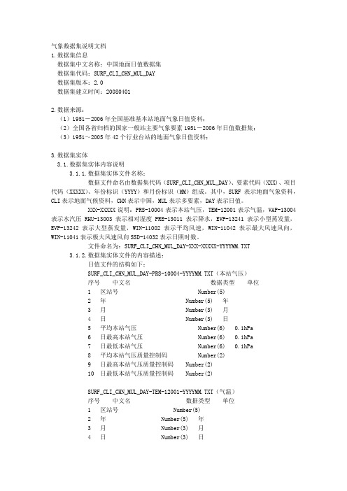 气象数据集说明文档