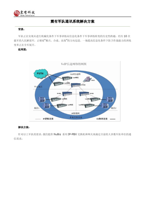 震有科技军队通讯系统解决方案