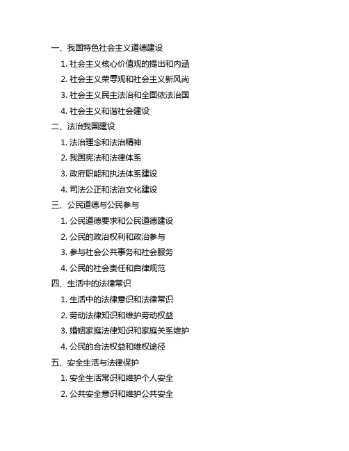 人教部编版九年级下册道德与法治全册知识点