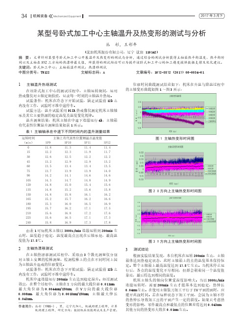 某型号卧式加工中心主轴温升及热变形的测试与分析