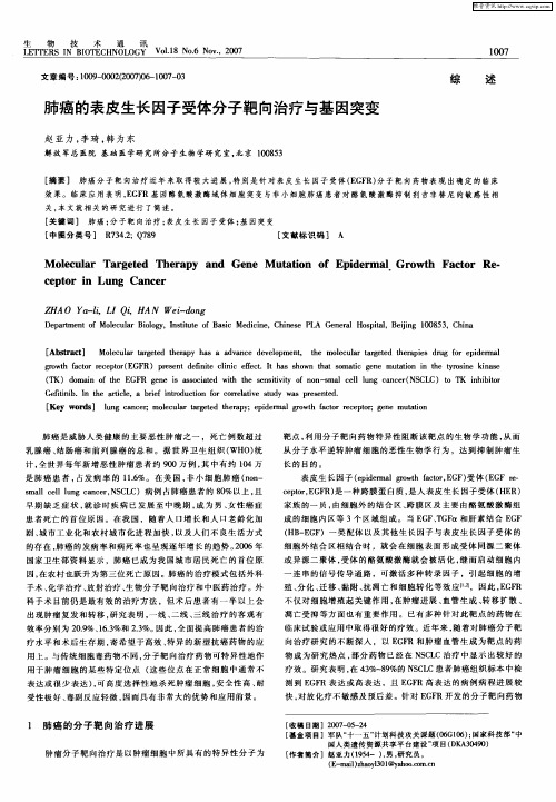 肺癌的表皮生长因子受体分子靶向治疗与基因突变