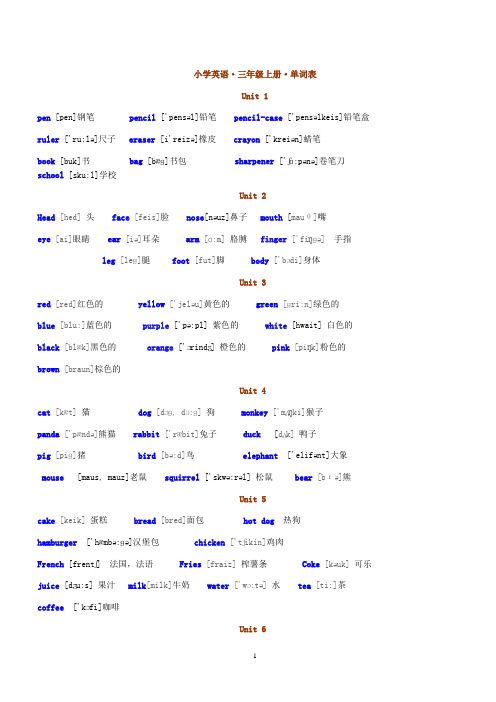 湘教小学英语单词(3-6年级)(带音标)