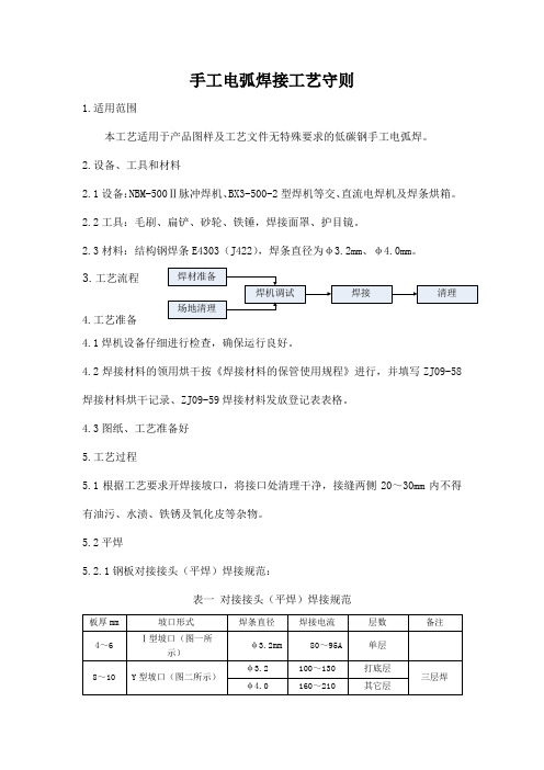 手工电弧焊接工艺守则