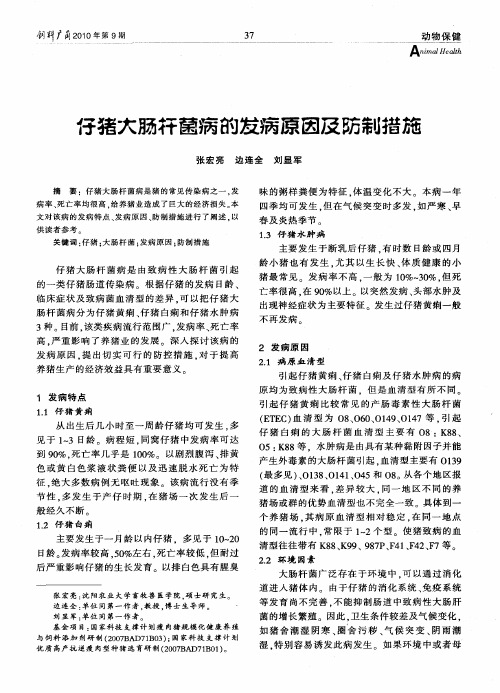 仔猪大肠杆菌病的发病原因及防制措施