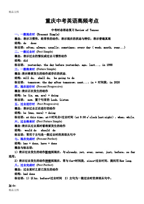 最新人教版重庆中考英语高频考点复习