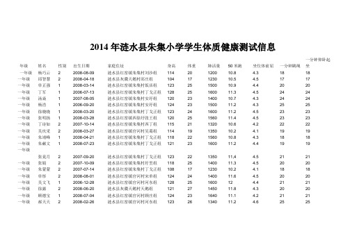 2014年学生健康监测表