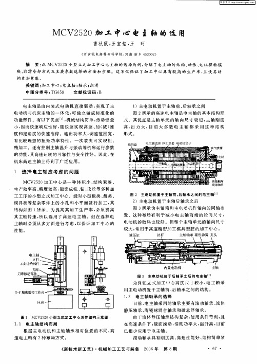 MCV2520加工中心电主轴的选用