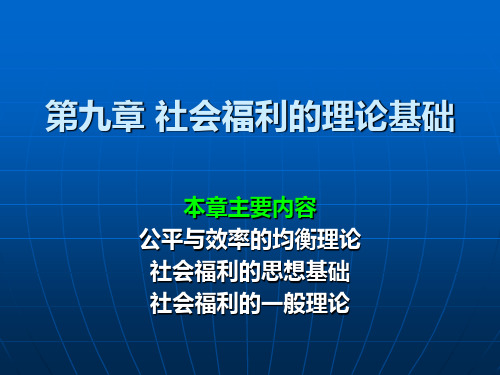 第九章 社会福利的理论基础