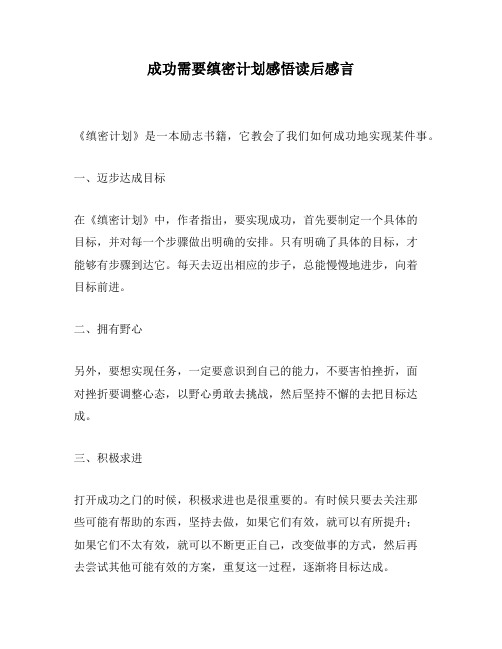 成功需要缜密计划感悟读后感言