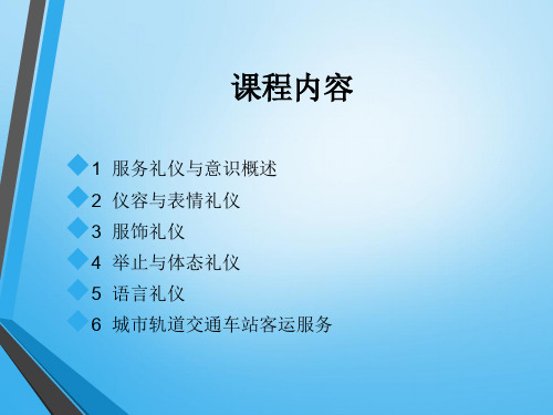 城市轨道交通服务礼仪和意识基本知识专题培训课件