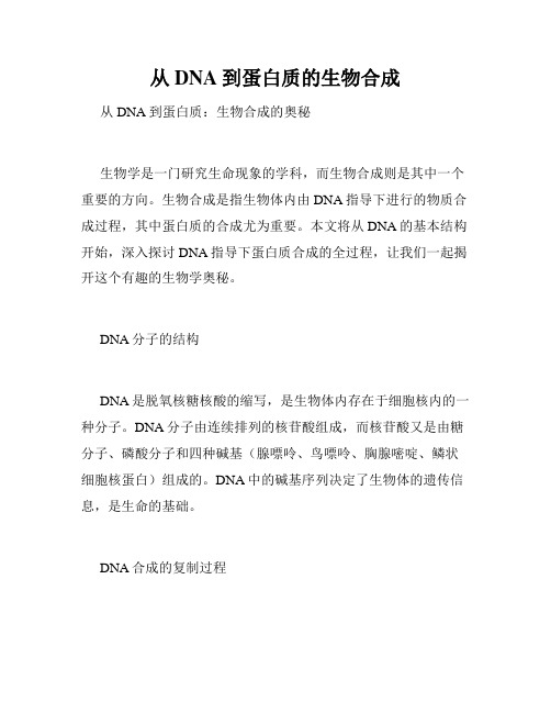 从DNA到蛋白质的生物合成