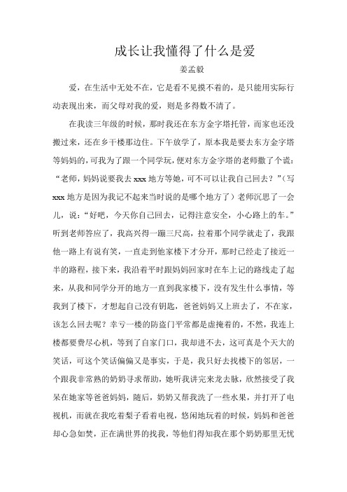 成长让我懂得了什么是爱