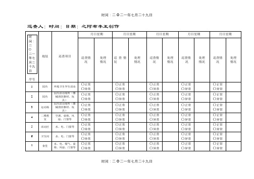 起点幼儿园保安巡查记录表