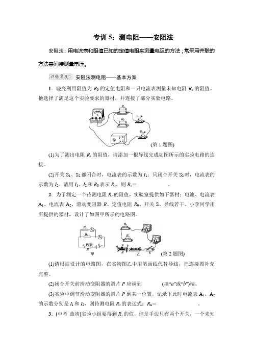 沪科版九年级物理上册 专训5：测电阻——安阻法【新版】