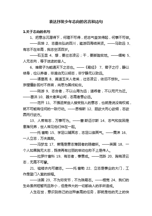 表达抒发少年志向的名言和诗句