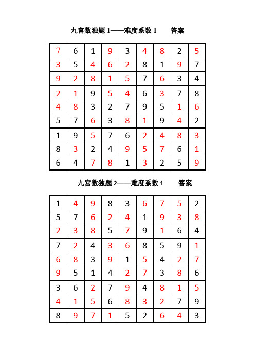 数独200题答案(全)