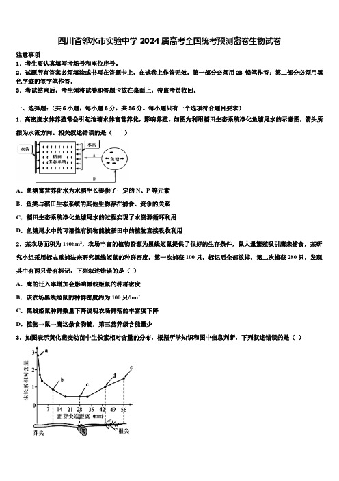 四川省邻水市实验中学2024届高考全国统考预测密卷生物试卷含解析