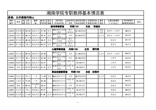 湘南学院 教师信息表  ~