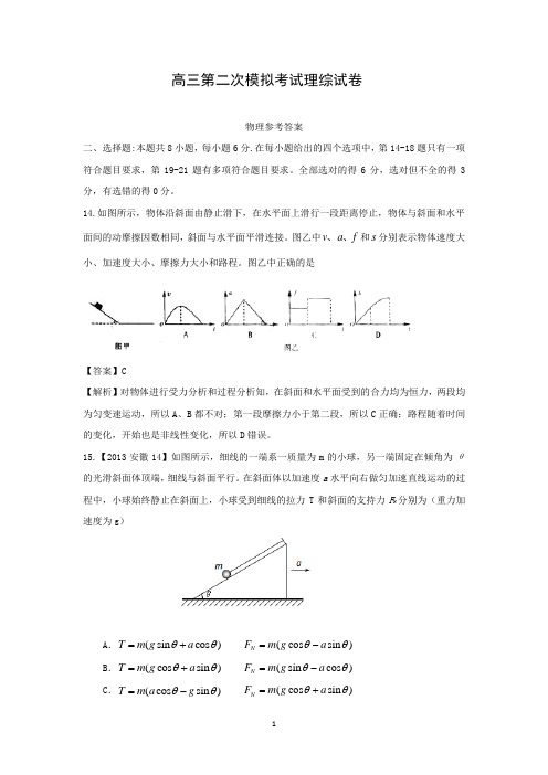 【物理】陕西省西安市83中学2015届高三下学期二模考试理综