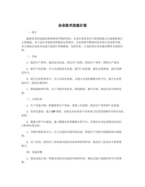 企业技术改造计划