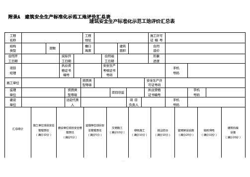 安徽省工程建设地方标准建筑安全生产标准化示范工地评价标准2016年