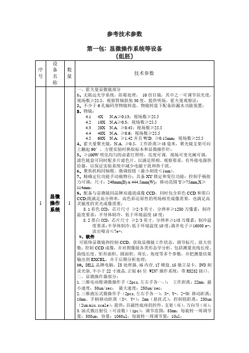 参考技术参数