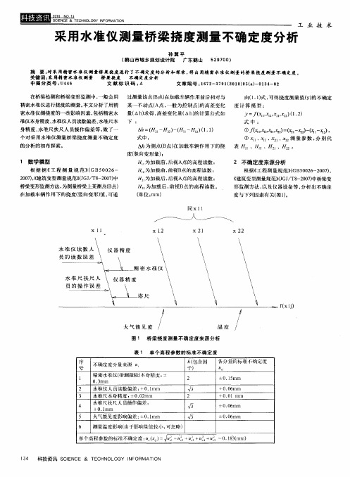 采用水准仪测量桥梁挠度测量不确定度分析