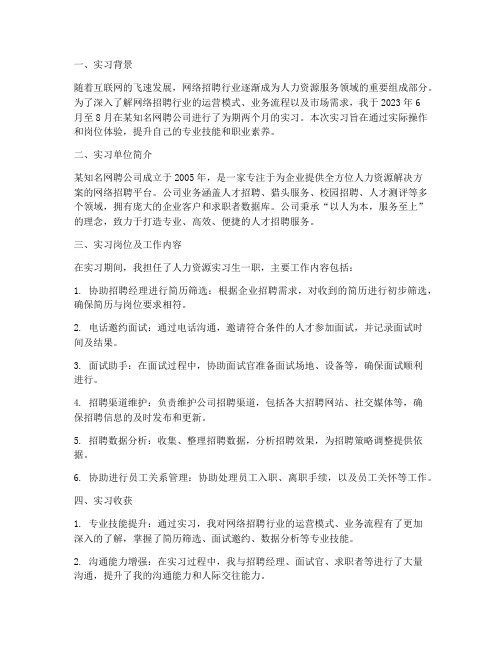 网聘公司实习报告