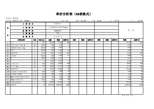 C30面板,厚200、350mm单价分析.xls