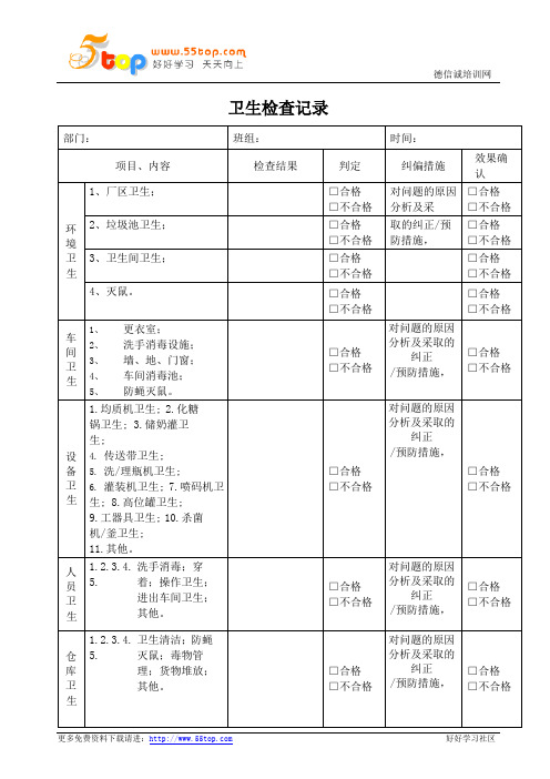 卫生检查记录表