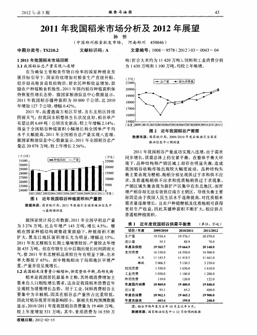 2011年我国稻米市场分析及2012年展望